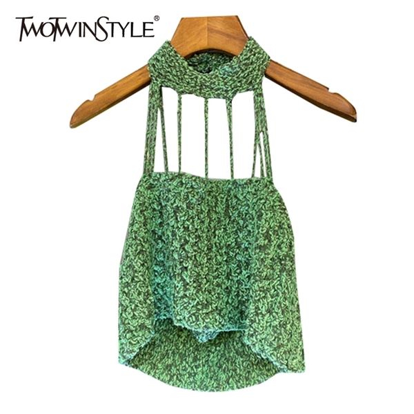 green hollow out short vests for women halter sleeveless backless tank female summer fashion clothes 210524, White
green hollow out short vests for women halter sleeveless backless tank female summer fashion clothes 210524, White