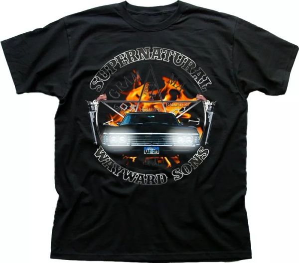 SUPERNATURAL WInchester Bros Wayward Sam Dean black cotton t-shirt 9613, White;black
SUPERNATURAL WInchester Bros Wayward Sam Dean black cotton t-shirt 9613, White;black