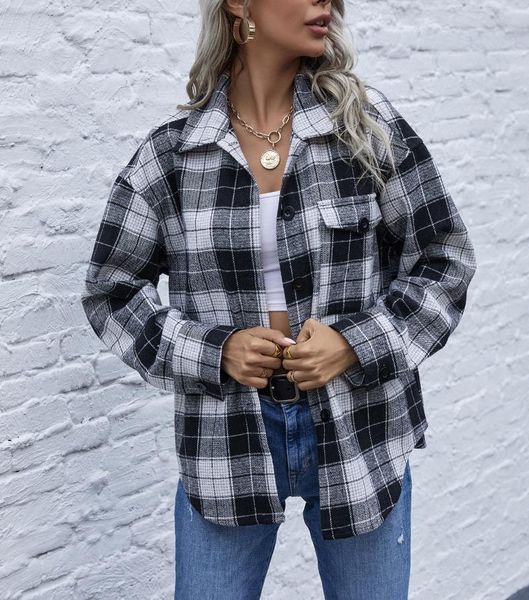 2021 fashion plaid shirts women autumn coats buttons pockets female jackets coat streetwear ladies spring loose coats outwear, Black;brown
2021 fashion plaid shirts women autumn coats buttons pockets female jackets coat streetwear ladies spring loose coats outwear, Black;brown