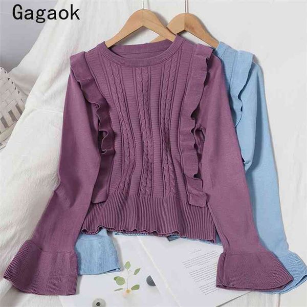 office lady fashion knitted women sweater spring autumn o-neck ruffles sweaters slim chic wild pullover k3804 210531, White;black
office lady fashion knitted women sweater spring autumn o-neck ruffles sweaters slim chic wild pullover k3804 210531, White;black