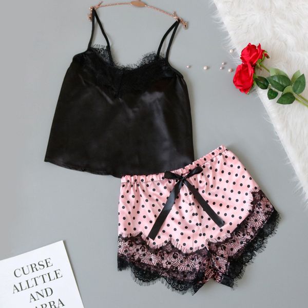 sleepwear women's sleepwear satin silk lace and shorts v-neck strap sleeveless pajamas set sling summer homewear oneo g2b4, Black;red
sleepwear women's sleepwear satin silk lace and shorts v-neck strap sleeveless pajamas set sling summer homewear oneo g2b4, Black;red