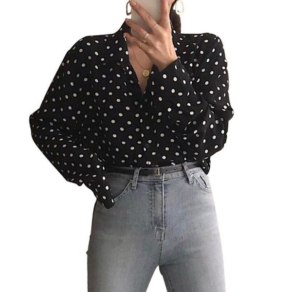 autumn black dot pattern women chiffon shirt korean style fahion chic lapel long sleeve thin blouse women's blouses & shirts, White
autumn black dot pattern women chiffon shirt korean style fahion chic lapel long sleeve thin blouse women's blouses & shirts, White