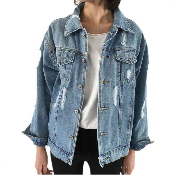 women basic coats spring autumn women denim jacket vintage long sleeve loose female jeans coat casual girls outwear 210426, Black;brown
women basic coats spring autumn women denim jacket vintage long sleeve loose female jeans coat casual girls outwear 210426, Black;brown