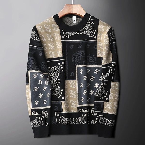 men's sweaters high end luxury trend cashew nut flower round neck sweater 2021 autumn winter korean youth slim fit warm pullover top, White;black
men's sweaters high end luxury trend cashew nut flower round neck sweater 2021 autumn winter korean youth slim fit warm pullover top, White;black