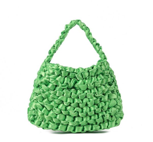 2021 spring/summer woven small bag satin fluorescent green handmade bags mini hollow handbag
2021 spring/summer woven small bag satin fluorescent green handmade bags mini hollow handbag