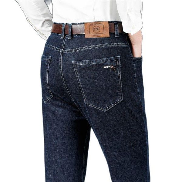 men's jeans spring and autumn straight leg denim trousers middle-aged business casual black pants, Blue
men's jeans spring and autumn straight leg denim trousers middle-aged business casual black pants, Blue