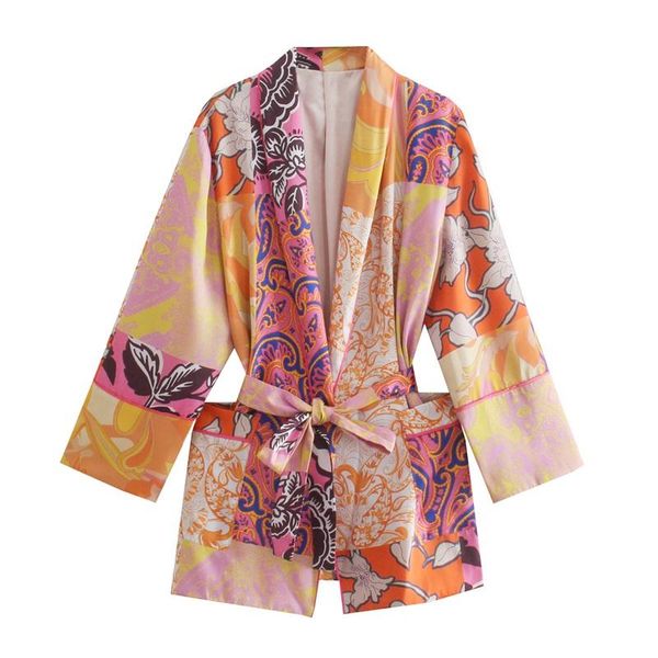 women's blouses & shirts women 2022 fashion with belt printed kimono vintage long sleeve side vents female streetwear, White
women's blouses & shirts women 2022 fashion with belt printed kimono vintage long sleeve side vents female streetwear, White