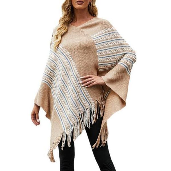women's sweaters sweater women color striped woman cloak female tassel korean fashion oversized for knit, White;black
women's sweaters sweater women color striped woman cloak female tassel korean fashion oversized for knit, White;black