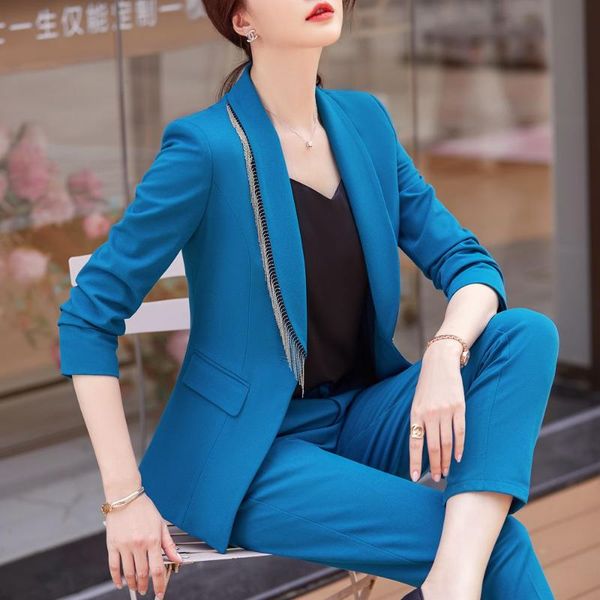 women's two piece pants 2021 autumn and winter professional wear casual office sets double breasted ladies jacket two-piece fashion tro, White
women's two piece pants 2021 autumn and winter professional wear casual office sets double breasted ladies jacket two-piece fashion tro, White