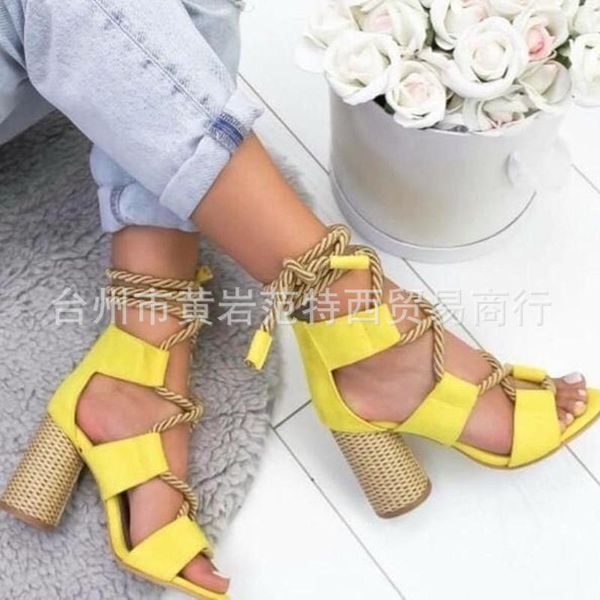 summer fashion personalized lace up thick heel high women's large sandals 43, Black
summer fashion personalized lace up thick heel high women's large sandals 43, Black