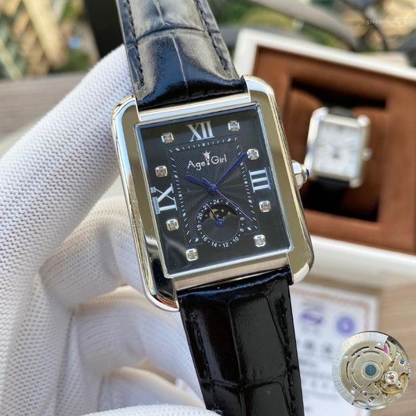 men rose gold moonphase stainless steel automatic mechanical black brown leather rome diamonds sapphire watch wristwatches, Slivery;brown
men rose gold moonphase stainless steel automatic mechanical black brown leather rome diamonds sapphire watch wristwatches, Slivery;brown