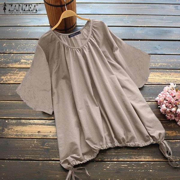 women's blouses & shirts zanzea summer short sleeve blouse vintage women casual drawstring shirt female solid loose blusas tunic lace c, White
women's blouses & shirts zanzea summer short sleeve blouse vintage women casual drawstring shirt female solid loose blusas tunic lace c, White