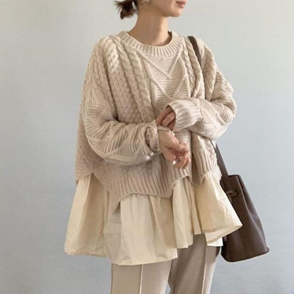 women's sweaters autumn knit pullover patchwork loose casual student daily sweater outerwear korea japan fake two jumper fashion oversi, White;black
women's sweaters autumn knit pullover patchwork loose casual student daily sweater outerwear korea japan fake two jumper fashion oversi, White;black