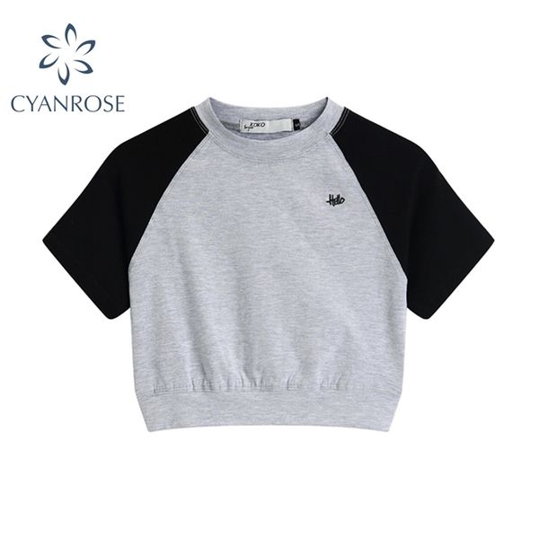 women's bodycon crewneck crop tees short sleeve summer contrast color t shirt female fashion e-girl ulzzang pullover 210430, White
women's bodycon crewneck crop tees short sleeve summer contrast color t shirt female fashion e-girl ulzzang pullover 210430, White