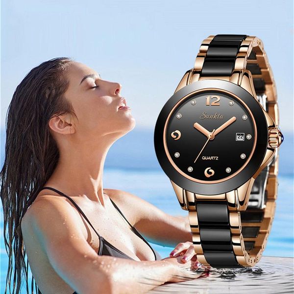 wristwatches sunkta gift quartz women watches ceramics stainless steel ladies boutique watch reloj de dama, Slivery;brown
wristwatches sunkta gift quartz women watches ceramics stainless steel ladies boutique watch reloj de dama, Slivery;brown