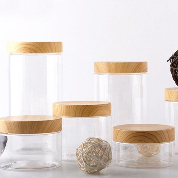 storage bottles & jars clear plastic jar lid wood color empty bottle tea coffee box kitchen container 200ml/300ml/400ml/500ml/800ml/100
storage bottles & jars clear plastic jar lid wood color empty bottle tea coffee box kitchen container 200ml/300ml/400ml/500ml/800ml/100