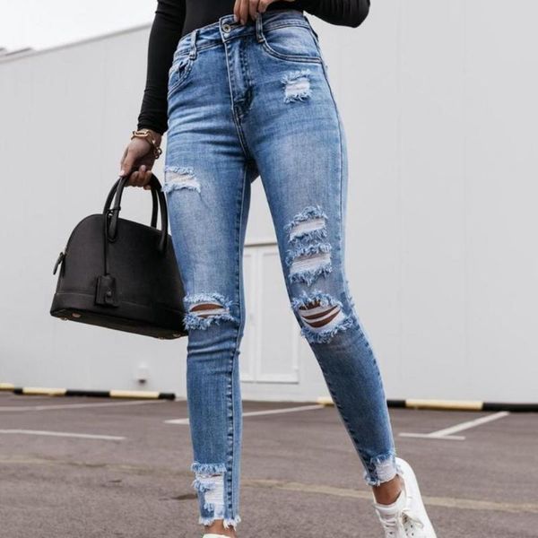 women's jeans fashion vintage ripped hole pencil long pants solid women spring summer casual high waist slim denim trousers streetwears, Blue
women's jeans fashion vintage ripped hole pencil long pants solid women spring summer casual high waist slim denim trousers streetwears, Blue