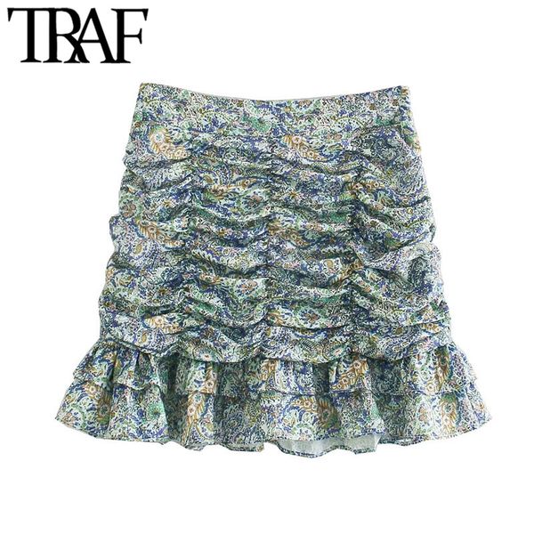 fashion chic traf with women ruffled pleated printed mini skirts vintage high waist back zipper female mujer, Black
fashion chic traf with women ruffled pleated printed mini skirts vintage high waist back zipper female mujer, Black