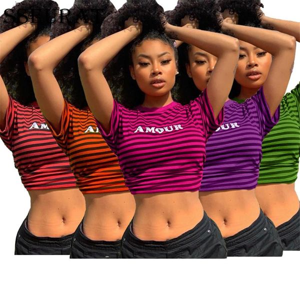 women's t-shirt sseurat 2021 women summer tshirts striped print o-neck short sleeve fashion tee streetwear t-shirts, White
women's t-shirt sseurat 2021 women summer tshirts striped print o-neck short sleeve fashion tee streetwear t-shirts, White