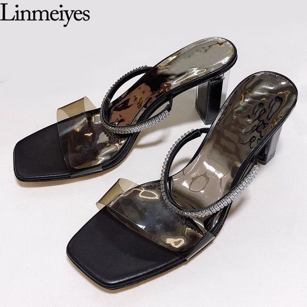 clear women slippers fashion rhinestone decorate mules shoes woman square heel party dress sandals summer, Black
clear women slippers fashion rhinestone decorate mules shoes woman square heel party dress sandals summer, Black