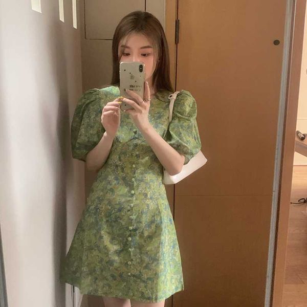 fresh vintage summer green v neck puff sleeve floral dress women above knee slim sweet waist vestido de mujer party 210610, Black;gray
fresh vintage summer green v neck puff sleeve floral dress women above knee slim sweet waist vestido de mujer party 210610, Black;gray