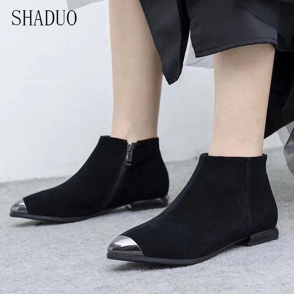 boots 2021 shaduo women frosted leather wedge zipper booties, Black 
boots 2021 shaduo women frosted leather wedge zipper booties, Black