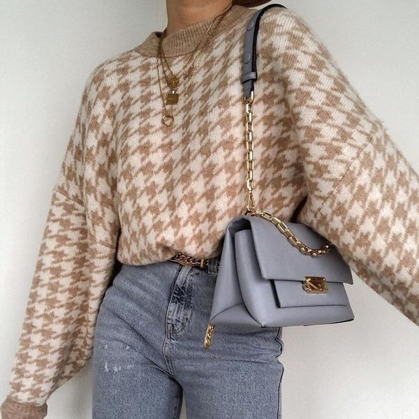 women's sweaters women geometrische knitted sweater fashion casual khaki houndstooth pullover female autumn winter retro jumper, White;black
women's sweaters women geometrische knitted sweater fashion casual khaki houndstooth pullover female autumn winter retro jumper, White;black