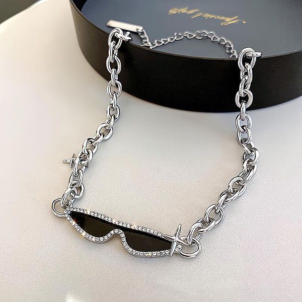 pendant necklaces design hip hop style cool sunglasses chain necklace for women girl jewelry shiny zirconia choker party, Silver
pendant necklaces design hip hop style cool sunglasses chain necklace for women girl jewelry shiny zirconia choker party, Silver