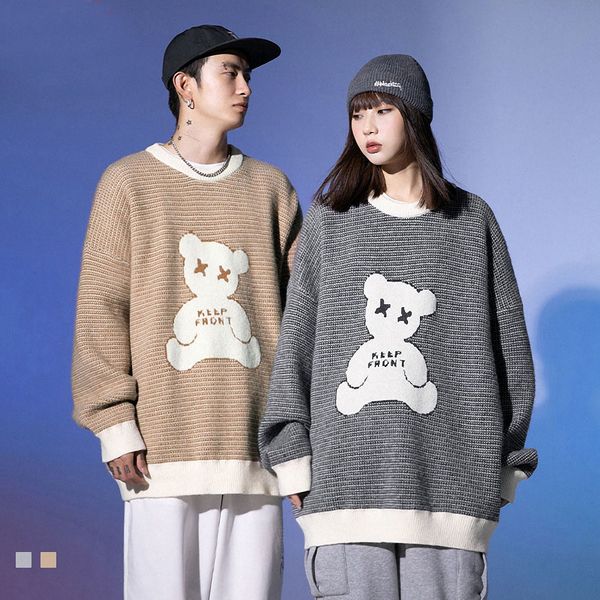 men's sweaters cotton bear patchwork striped knitted jumpers streetwear hip hop harajuku casual pullover knitwear mens fashion 7p8u, White;black
men's sweaters cotton bear patchwork striped knitted jumpers streetwear hip hop harajuku casual pullover knitwear mens fashion 7p8u, White;black