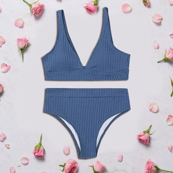 women's swimwear 2021 color solid printing high waist split swimsuit female v-neck sports bikini striped suit, White;black
women's swimwear 2021 color solid printing high waist split swimsuit female v-neck sports bikini striped suit, White;black