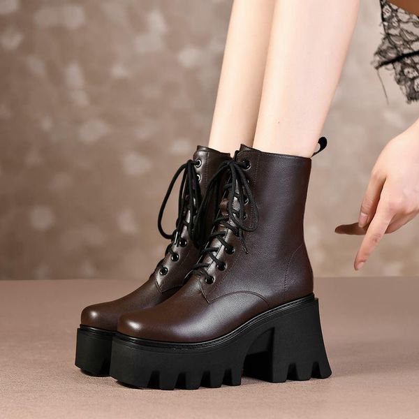 boots allbitefo genuine leather thick heels platform party women brand shoes ankle for, Black
boots allbitefo genuine leather thick heels platform party women brand shoes ankle for, Black