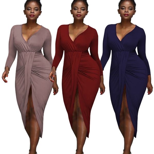 2021 spring new fashion women's nightclub irregular long sleeve v-neck dress, Black;red
2021 spring new fashion women's nightclub irregular long sleeve v-neck dress, Black;red