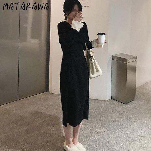 casual dresses matakawa for women autumn square collar long sleeve elegant woman dress fashion high waist slim vestido de mujer, Black;gray
casual dresses matakawa for women autumn square collar long sleeve elegant woman dress fashion high waist slim vestido de mujer, Black;gray