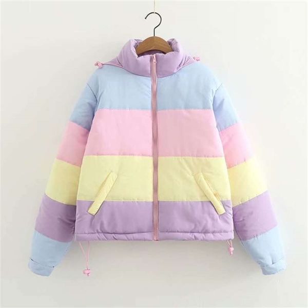 winter thicken rainbow contrast women's down jacket loose padded student coat women warm college parka female 210927, Black
winter thicken rainbow contrast women's down jacket loose padded student coat women warm college parka female 210927, Black