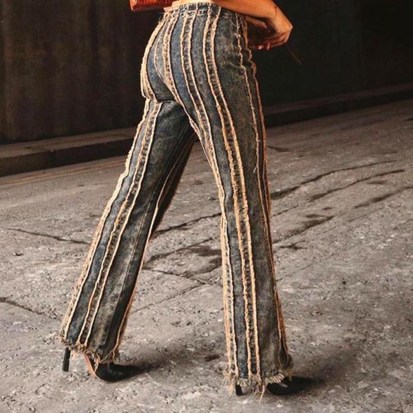 jeans lace up straight pants women rough selvedge stripes denim trousers for street women's & capris, Black;white
jeans lace up straight pants women rough selvedge stripes denim trousers for street women's & capris, Black;white