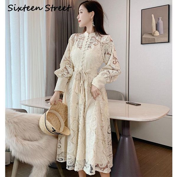 casual dresses woman dress sashes apricot lace hollow-out 2021 spring long lantern sleeve stand neck party korean, Black;gray
casual dresses woman dress sashes apricot lace hollow-out 2021 spring long lantern sleeve stand neck party korean, Black;gray
