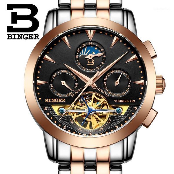 switzerland men's watch binger automatic mechanical watches man sapphire moon phase waterproof clock b1188-6 wristwatches, Slivery;brown
switzerland men's watch binger automatic mechanical watches man sapphire moon phase waterproof clock b1188-6 wristwatches, Slivery;brown