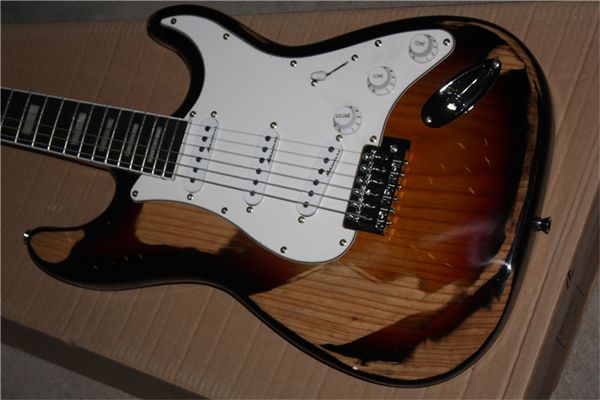 st relic electric guitar vintage sunburst color elder body rosewood fingerboard high quality
st relic electric guitar vintage sunburst color elder body rosewood fingerboard high quality