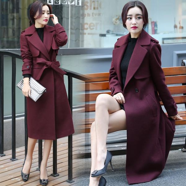 women's wool & blends autumn outfit style women coat long woolen blend coats turn-down collar clothes with belt plus size beauty clothi, Black
women's wool & blends autumn outfit style women coat long woolen blend coats turn-down collar clothes with belt plus size beauty clothi, Black