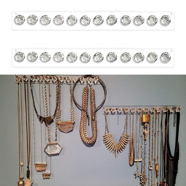 hooks & rails 2pcs acrylic necklace hanger holder wall mounted jewelry organizer with 12 diamond shape for bracelets chains
hooks & rails 2pcs acrylic necklace hanger holder wall mounted jewelry organizer with 12 diamond shape for bracelets chains