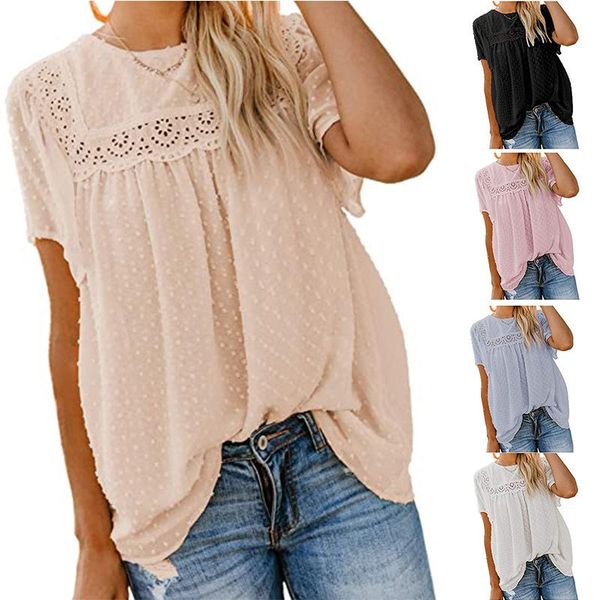 women's blouses & shirts summer 2021 women o-neck lace crochet chiffon vest ladies short sleeve hollow out loose tank blouse, White
women's blouses & shirts summer 2021 women o-neck lace crochet chiffon vest ladies short sleeve hollow out loose tank blouse, White
