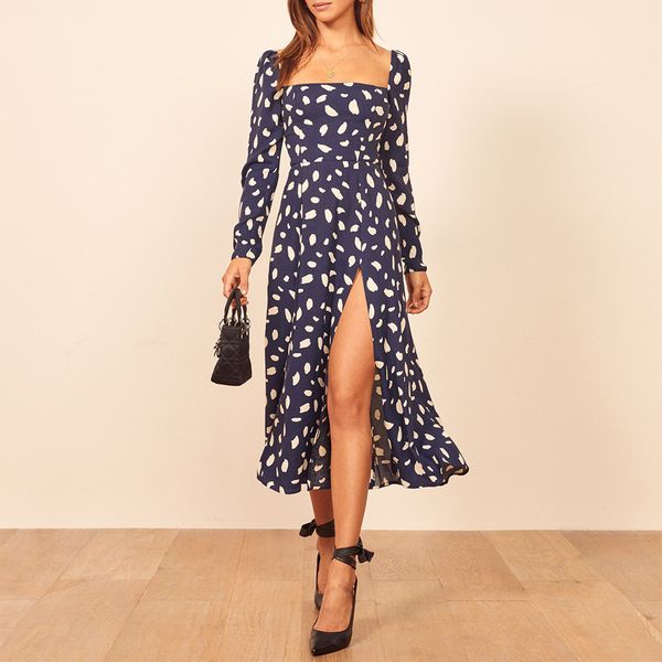 square neck print vintage women dress 2020 kaia gerber spring autumn long sleeve chiffon midi dress high slit party dresses x0521, Black;gray
square neck print vintage women dress 2020 kaia gerber spring autumn long sleeve chiffon midi dress high slit party dresses x0521, Black;gray