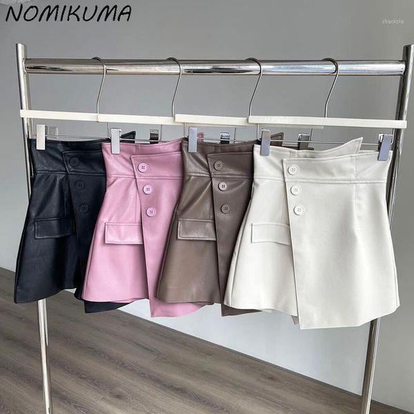 women's shorts nomikuma 2021 autumn pu leather skirts korean elegant single breasted woman bottoms fashion solid short feminimos 6x285, White;black
women's shorts nomikuma 2021 autumn pu leather skirts korean elegant single breasted woman bottoms fashion solid short feminimos 6x285, White;black