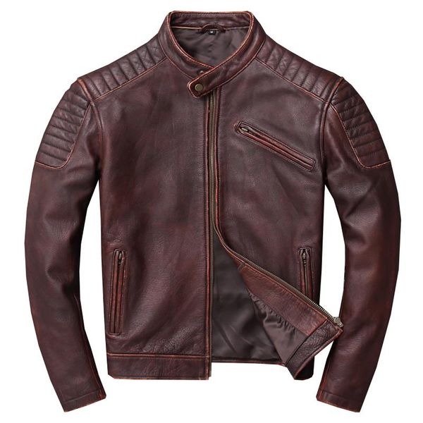 men factory vintage red wine motorcycle genuine jacket real thick cowhide short leather bomber biker jackets men's & faux, Black
men factory vintage red wine motorcycle genuine jacket real thick cowhide short leather bomber biker jackets men's & faux, Black