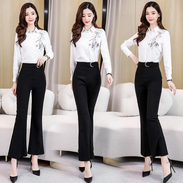 women's tracksuits women 2 piece sets office ladies spring floral printed shirt black high waist full length pant suits elegant outfits, Gray
women's tracksuits women 2 piece sets office ladies spring floral printed shirt black high waist full length pant suits elegant outfits, Gray