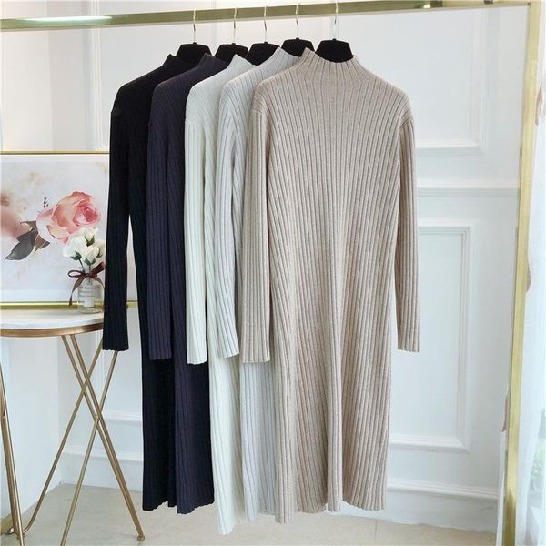 casual dresses 2021 autumn winter thick women knitted dress half high collar straight long sleeve elegant solid color, Black;gray
casual dresses 2021 autumn winter thick women knitted dress half high collar straight long sleeve elegant solid color, Black;gray