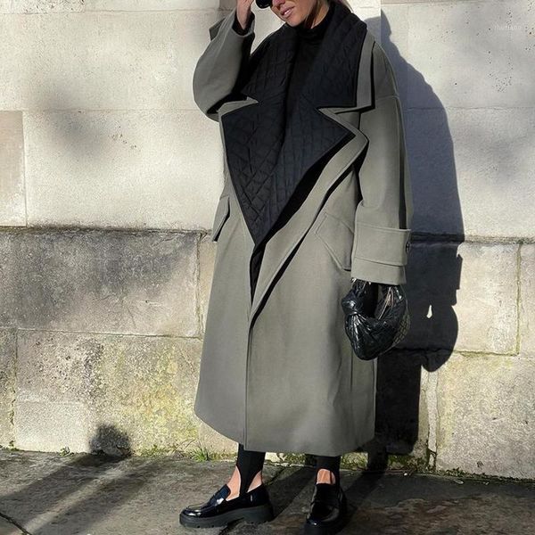 women's wool & blends agong autumn coats women fashion patchwork turn down collar pockets jackets elegant long female ladies, Black
women's wool & blends agong autumn coats women fashion patchwork turn down collar pockets jackets elegant long female ladies, Black