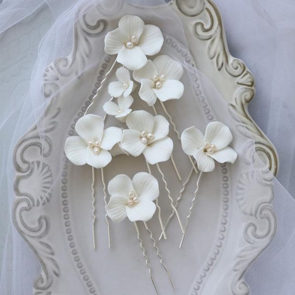 hair clips & barrettes simple white ceramic flower bridal pins pearls wedding jewelry handmade women piece, Golden;silver
hair clips & barrettes simple white ceramic flower bridal pins pearls wedding jewelry handmade women piece, Golden;silver