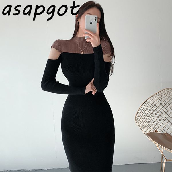 korean chic elegant half turtleneck knitted dress off the shoulder slim black white hit color high elastic sweater sheath 210429, Black;gray
korean chic elegant half turtleneck knitted dress off the shoulder slim black white hit color high elastic sweater sheath 210429, Black;gray