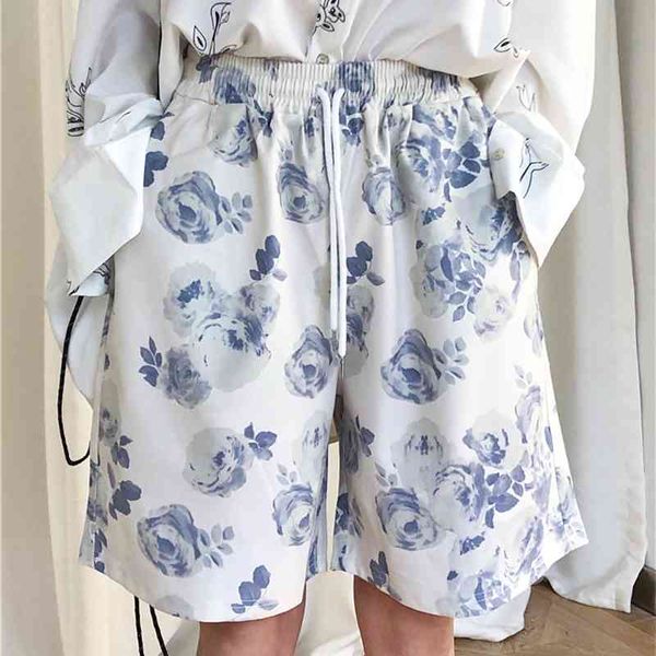 women's shorts summer women drawstring high waist floral print white casual bottoms korean fashion loose 7v2m, White;black
women's shorts summer women drawstring high waist floral print white casual bottoms korean fashion loose 7v2m, White;black